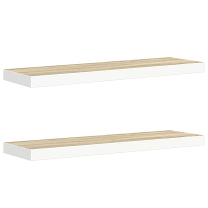 Scaffali a Parete 2 pz Rovere e Bianco 90x23,5x3,8 cm in MDF