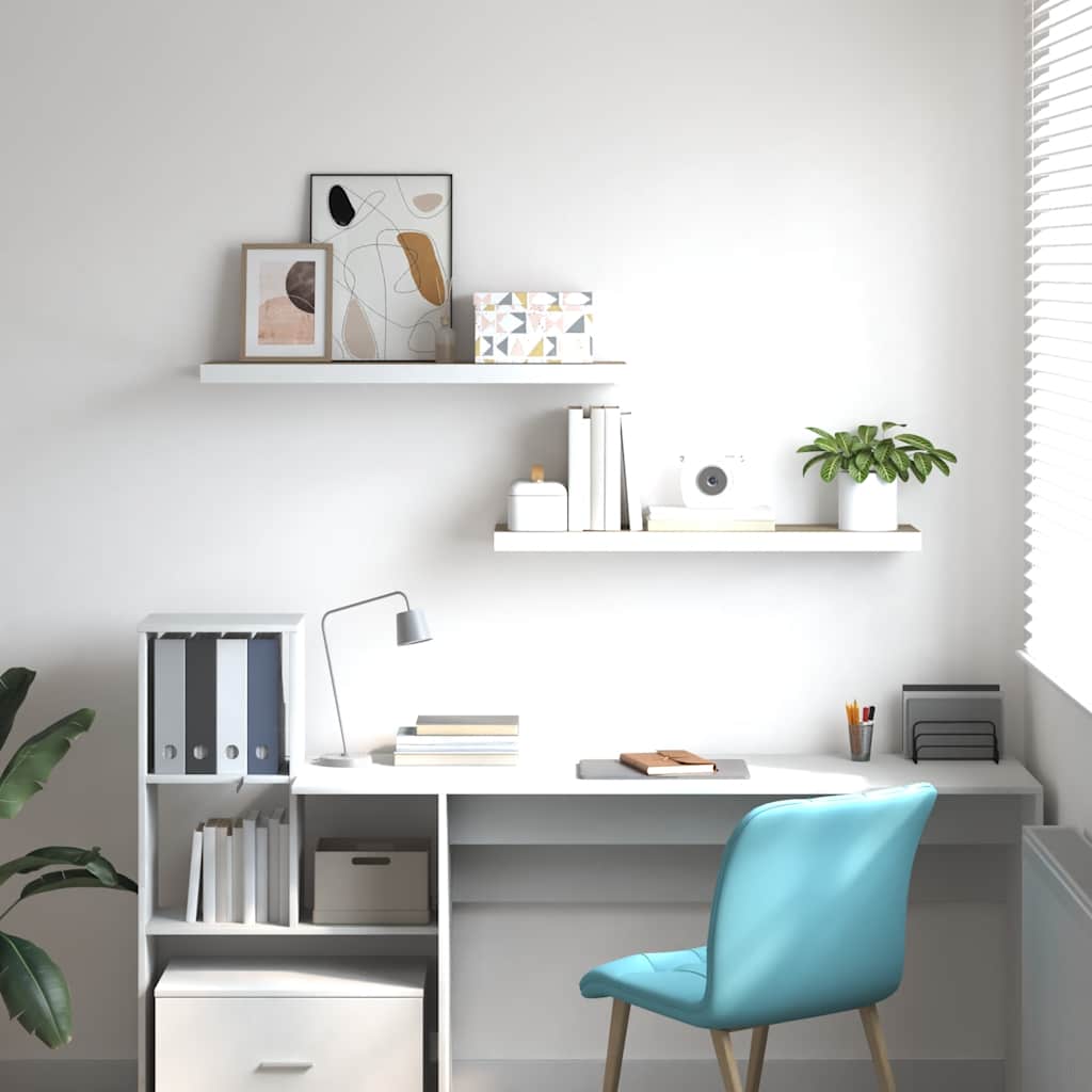 Scaffali a Parete 2 pz Rovere e Bianco 90x23,5x3,8 cm in MDF | homemem39