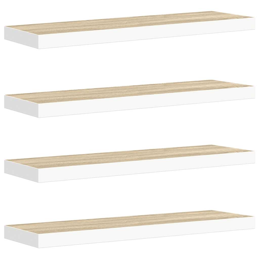 Scaffali a Parete 4 pz Rovere e Bianco 90x23,5x3,8 cm in MDF | homemem39