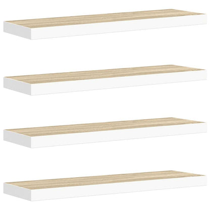 Scaffali a Parete 4 pz Rovere e Bianco 90x23,5x3,8 cm in MDF | homemem39
