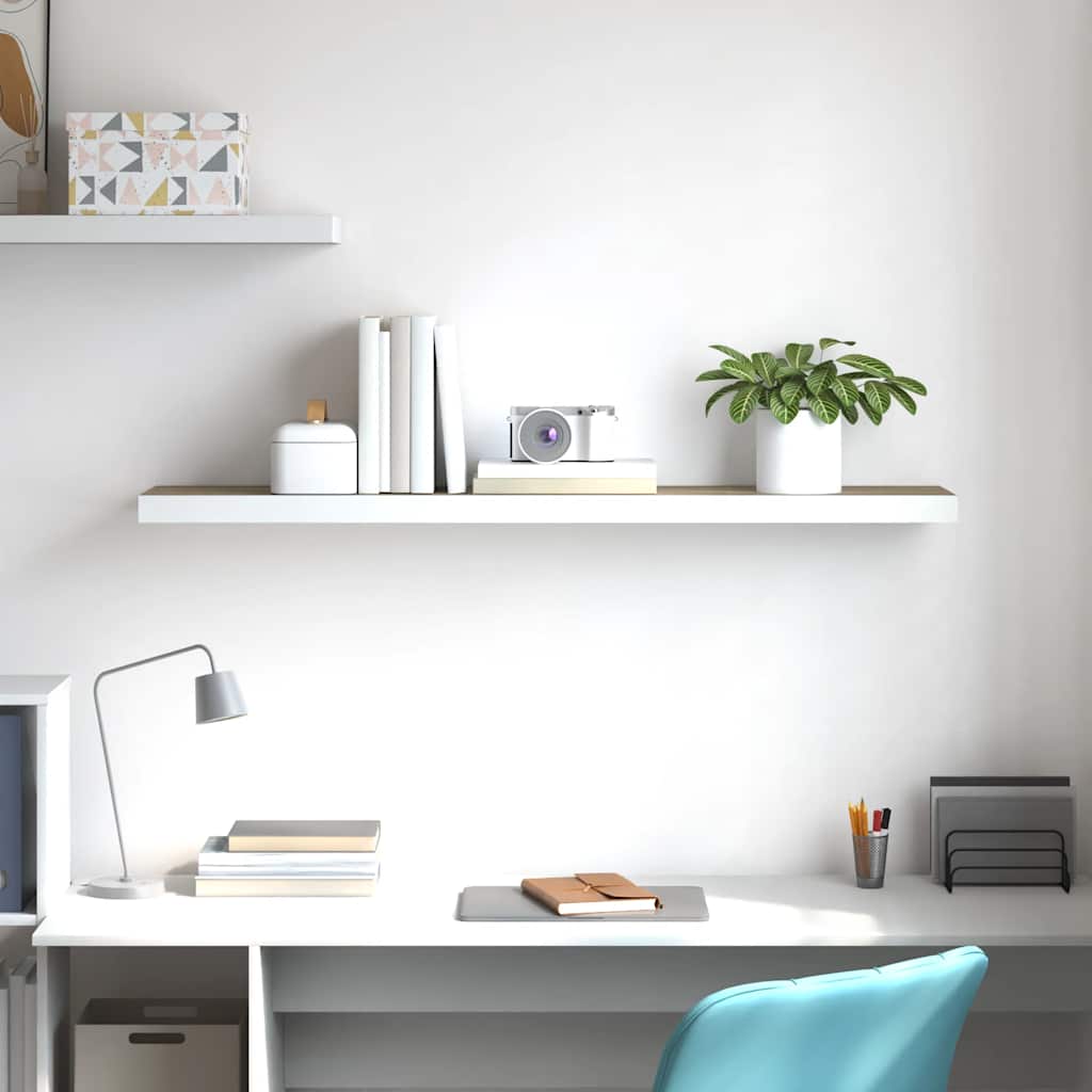 Scaffale a Parete Rovere e Bianco 120x23,5x3,8 cm in MDF | homemem39