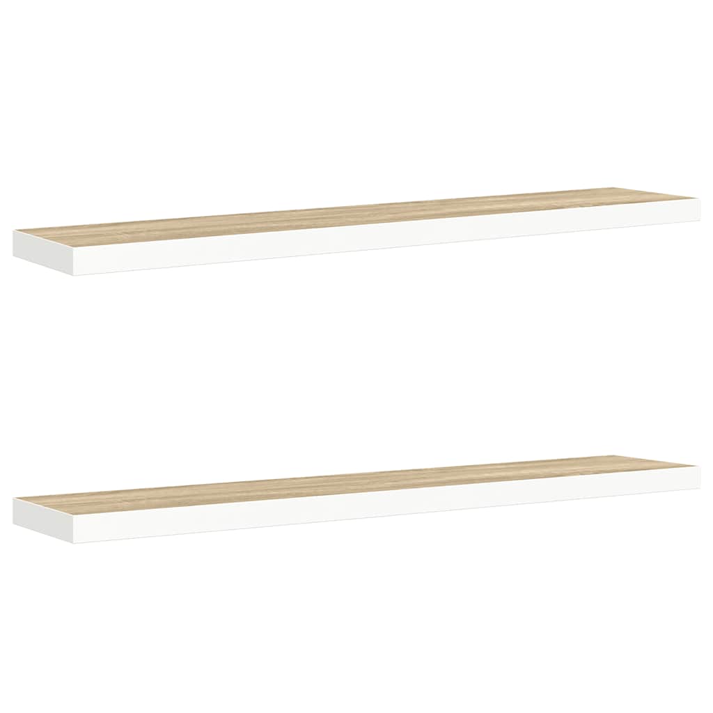 Scaffali a Parete 2 pz Rovere e Bianco 120x23,5x3,8 cm in MDF | homemem39