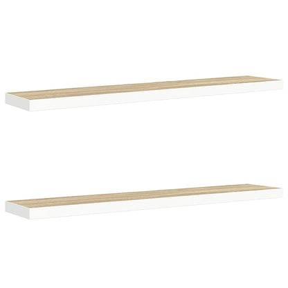 Scaffali a Parete 2 pz Rovere e Bianco 120x23,5x3,8 cm in MDF | homemem39