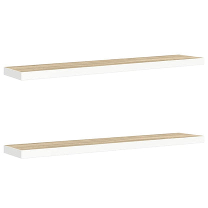 Scaffali a Parete 2 pz Rovere e Bianco 120x23,5x3,8 cm in MDF