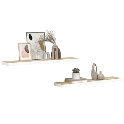 Scaffali a Parete 2 pz Rovere e Bianco 120x23,5x3,8 cm in MDF | homemem39