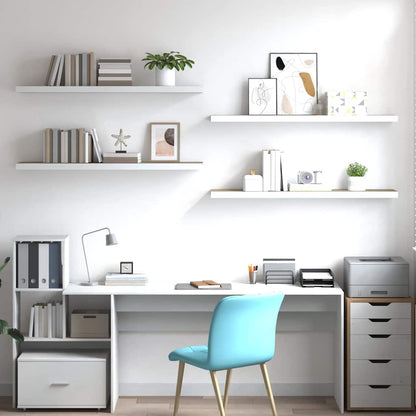 Scaffali a Parete 4 pz Rovere e Bianco 120x23,5x3,8 cm in MDF | homemem39