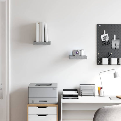 Scaffali a Parete 2 pz Grigio Cemento 23x23,5x3,8 cm in MDF