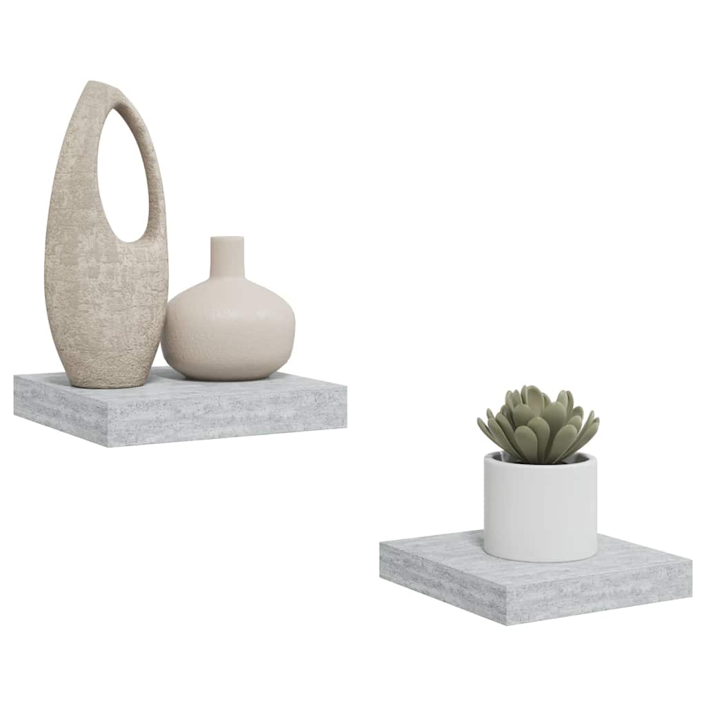 Scaffali a Parete 2 pz Grigio Cemento 23x23,5x3,8 cm in MDF | homemem39
