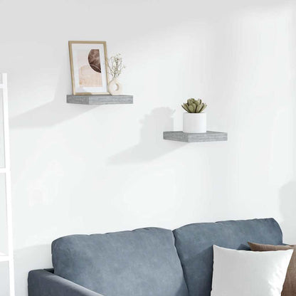 Scaffali a Parete 2 pz Grigio Cemento 23x23,5x3,8 cm in MDF