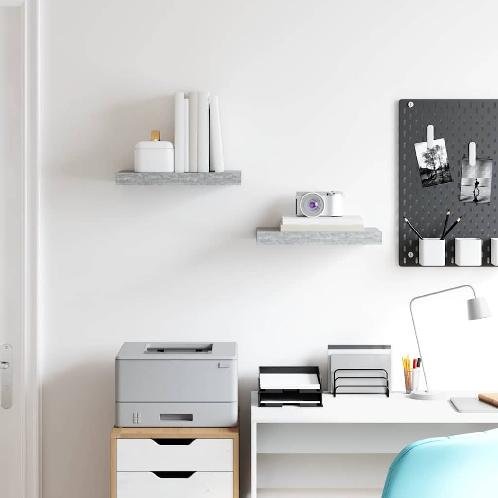 Scaffali a Parete 2 pz Grigio Cemento 40x23x3,8 cm in MDF | homemem39