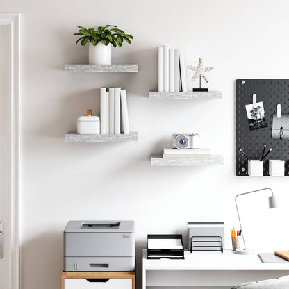 Scaffali a Parete 4 pz Grigio Cemento 40x23,5x3,8 cm in MDF | homemem39