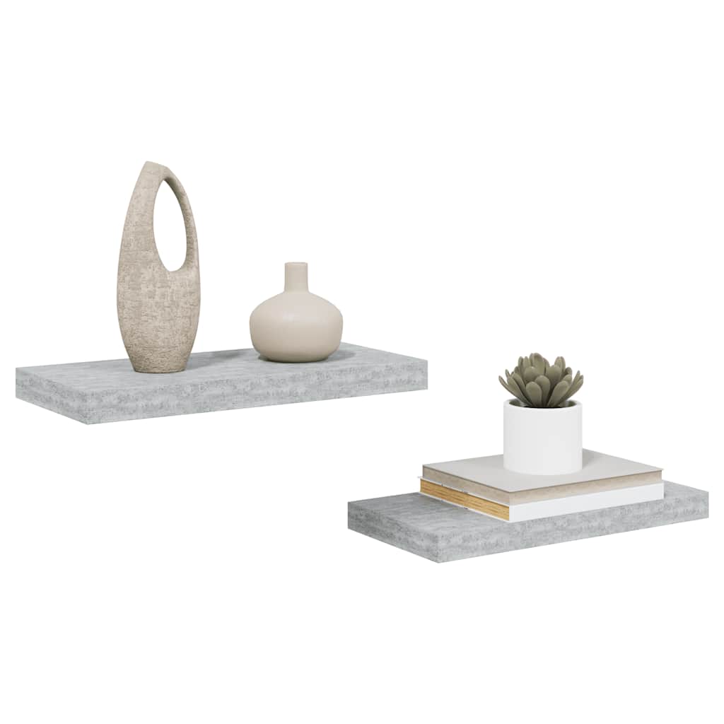 Scaffali a Parete 2 pz Grigio Cemento 50x23x3,8 cm in MDF | homemem39