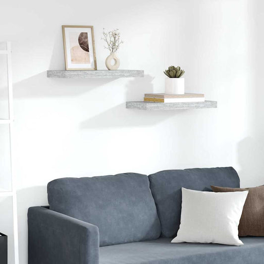 Scaffali a Parete 2 pz Grigio Cemento 50x23x3,8 cm in MDF | homemem39