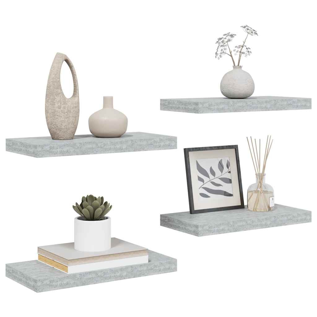 Scaffali a Parete 4 pz Grigio Cemento 50x23,5x3,8 cm in MDF | homemem39