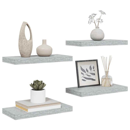 Scaffali a Parete 4 pz Grigio Cemento 50x23,5x3,8 cm in MDF | homemem39