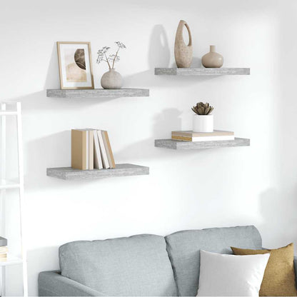 Scaffali a Parete 4 pz Grigio Cemento 50x23,5x3,8 cm in MDF | homemem39