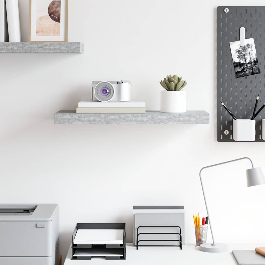 Scaffale a Parete Grigio Cemento 60x23,5x3,8 cm in MDF | homemem39