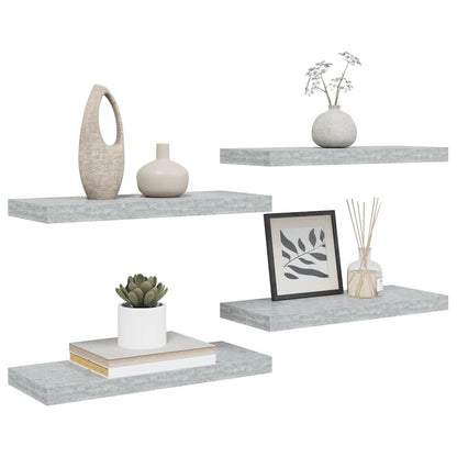 Scaffali a Parete 4 pz Grigio Cemento 60x23,5x3,8 cm in MDF | homemem39