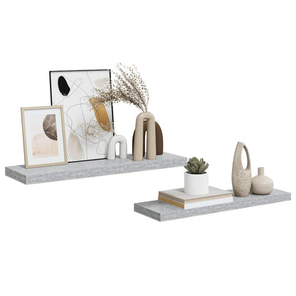 Scaffali a Parete 2 pz Grigio Cemento 80x23,5x3,8 cm in MDF | homemem39