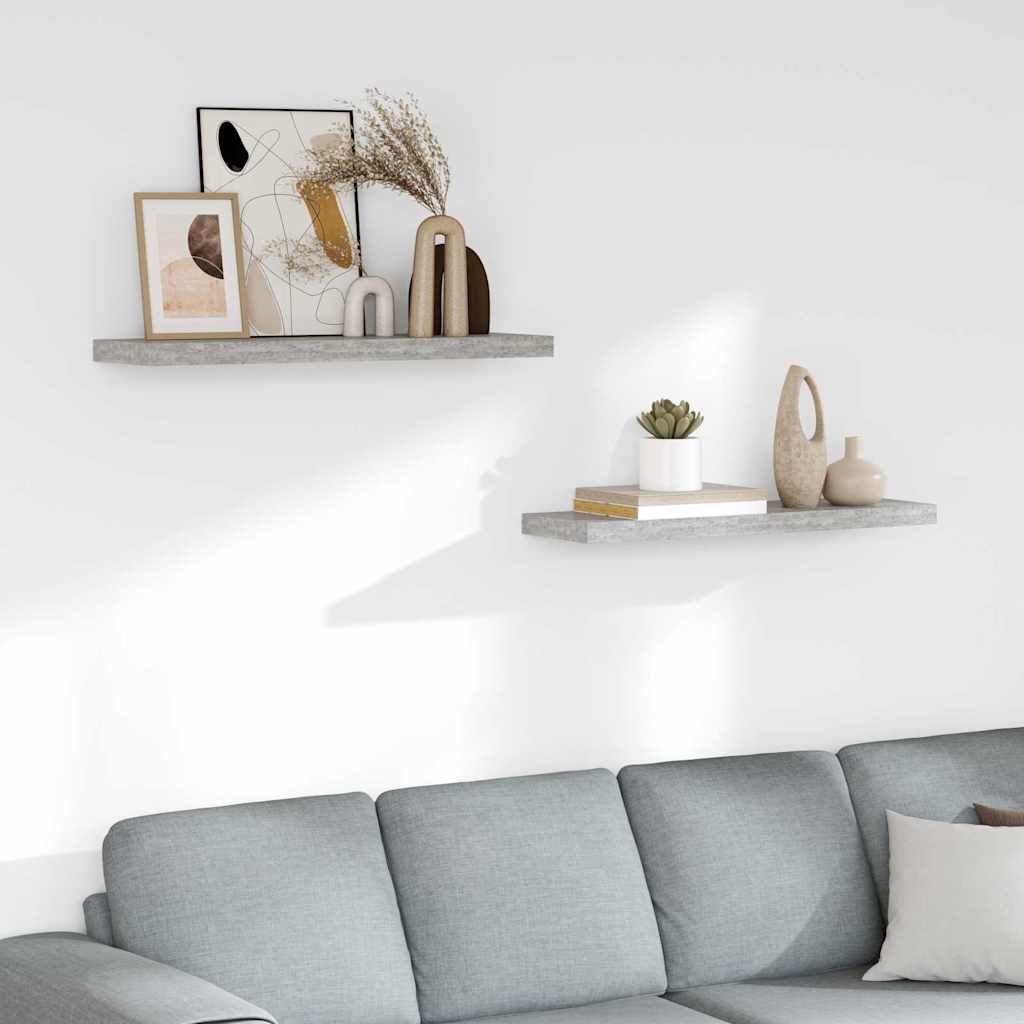 Scaffali a Parete 2 pz Grigio Cemento 80x23,5x3,8 cm in MDF | homemem39