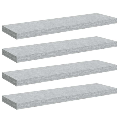 Scaffali a Parete 4 pz Grigio Cemento 80x23,5x3,8 cm in MDF | homemem39