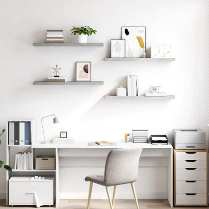 Scaffali a Parete 4 pz Grigio Cemento 90x23,5x3,8 cm in MDF | homemem39