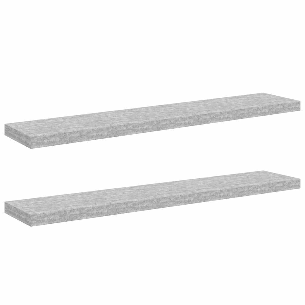 Scaffali a Parete 2 pz Grigio Cemento 120x23,5x3,8 cm in MDF