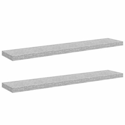 Scaffali a Parete 2 pz Grigio Cemento 120x23,5x3,8 cm in MDF