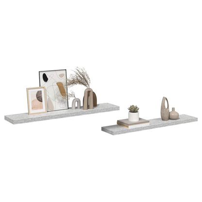 Scaffali a Parete 2 pz Grigio Cemento 120x23,5x3,8 cm in MDF