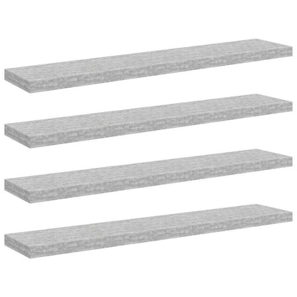 Scaffali a Parete 4 pz Grigio Cemento 120x23,5x3,8 cm in MDF