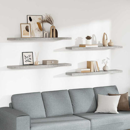 Scaffali a Parete 4 pz Grigio Cemento 120x23,5x3,8 cm in MDF | homemem39