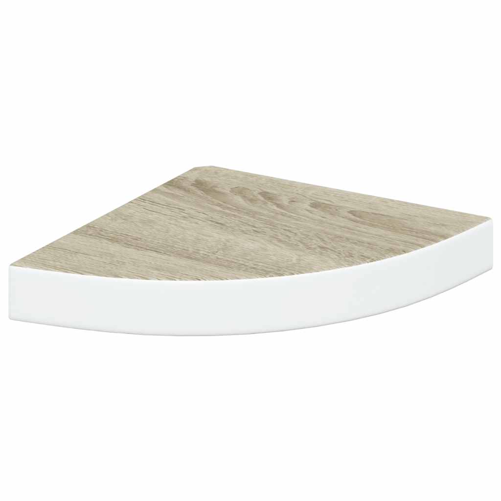 Mensole Angolari 2pz Rovere e Bianco 25x25x3,8 cm in MDF | homemem39