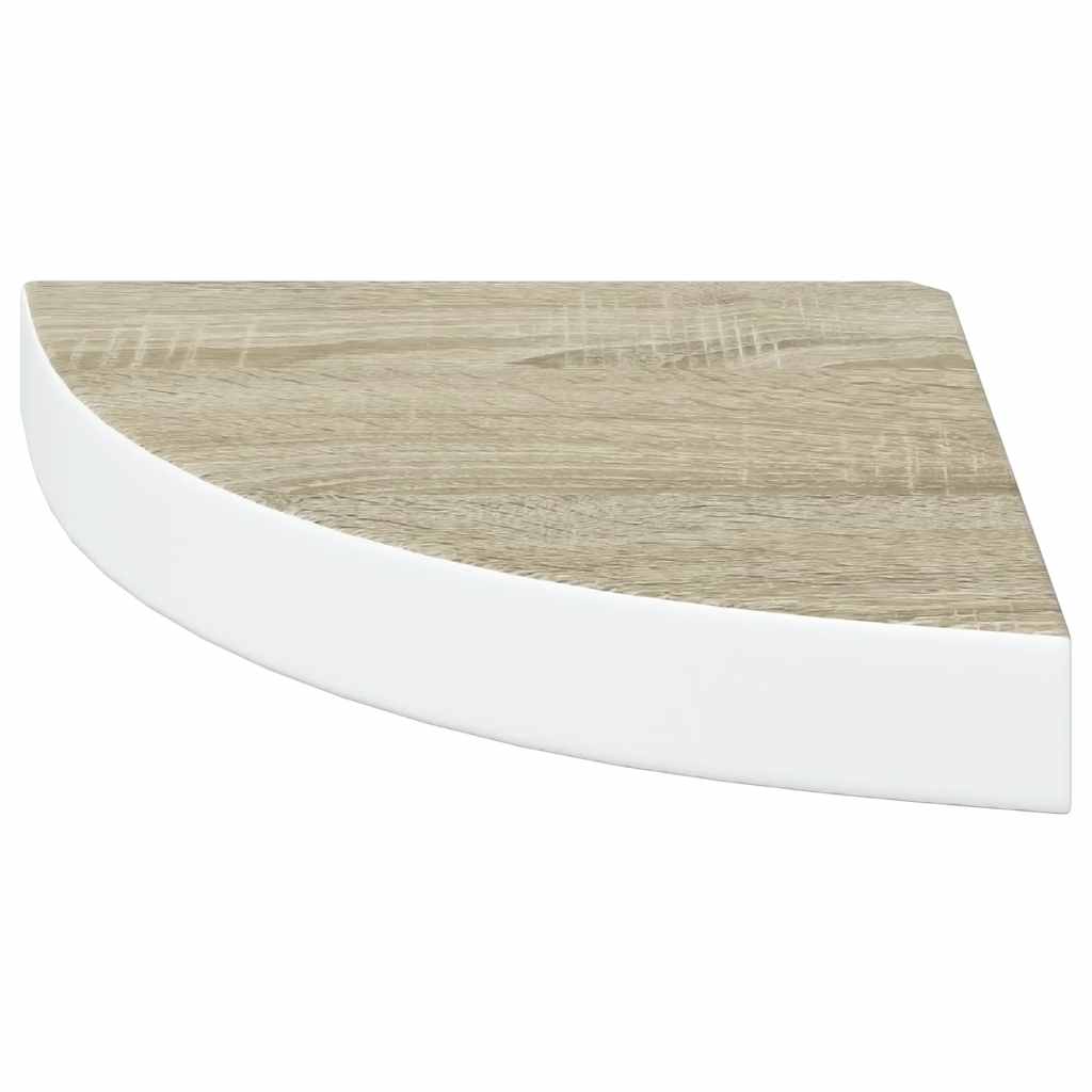 Mensole Angolari 2pz Rovere e Bianco 25x25x3,8 cm in MDF | homemem39