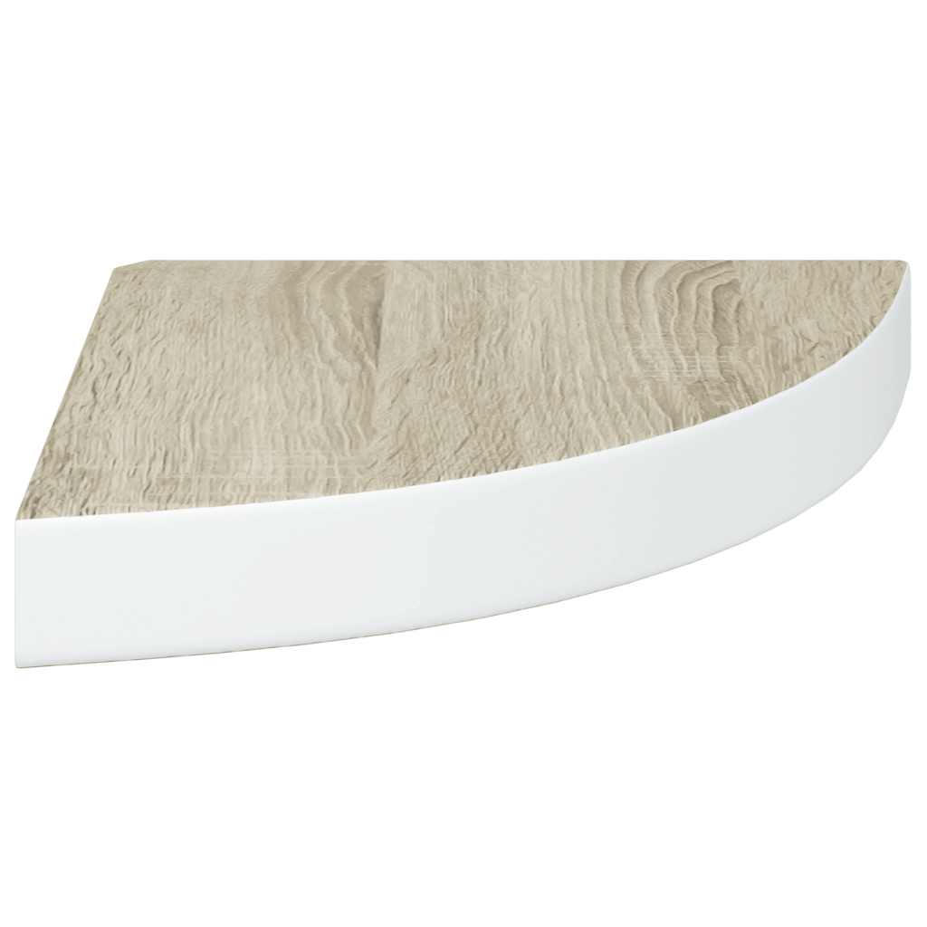 Mensole Angolari 2pz Rovere e Bianco 25x25x3,8 cm in MDF | homemem39