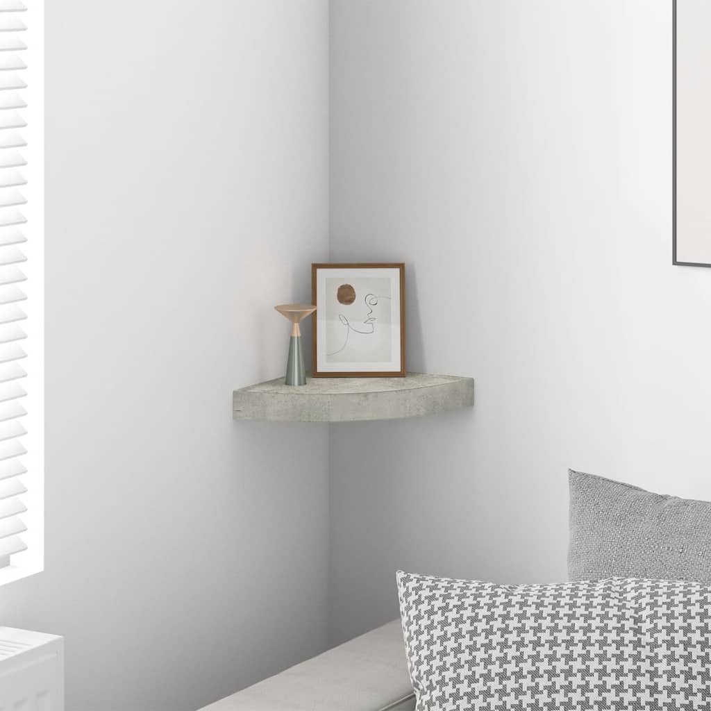 Mensola Angolare Grigio Cemento 25x25x3,8 cm in MDF | homemem39