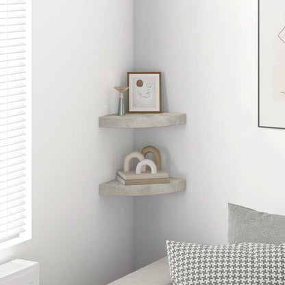 Mensole Angolari 2pz Grigio Cemento 25x25x3,8 cm in MDF | homemem39