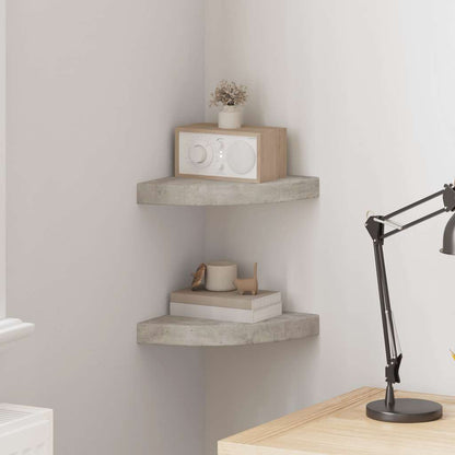 Mensole Angolari 2pz Grigio Cemento 25x25x3,8 cm in MDF | homemem39