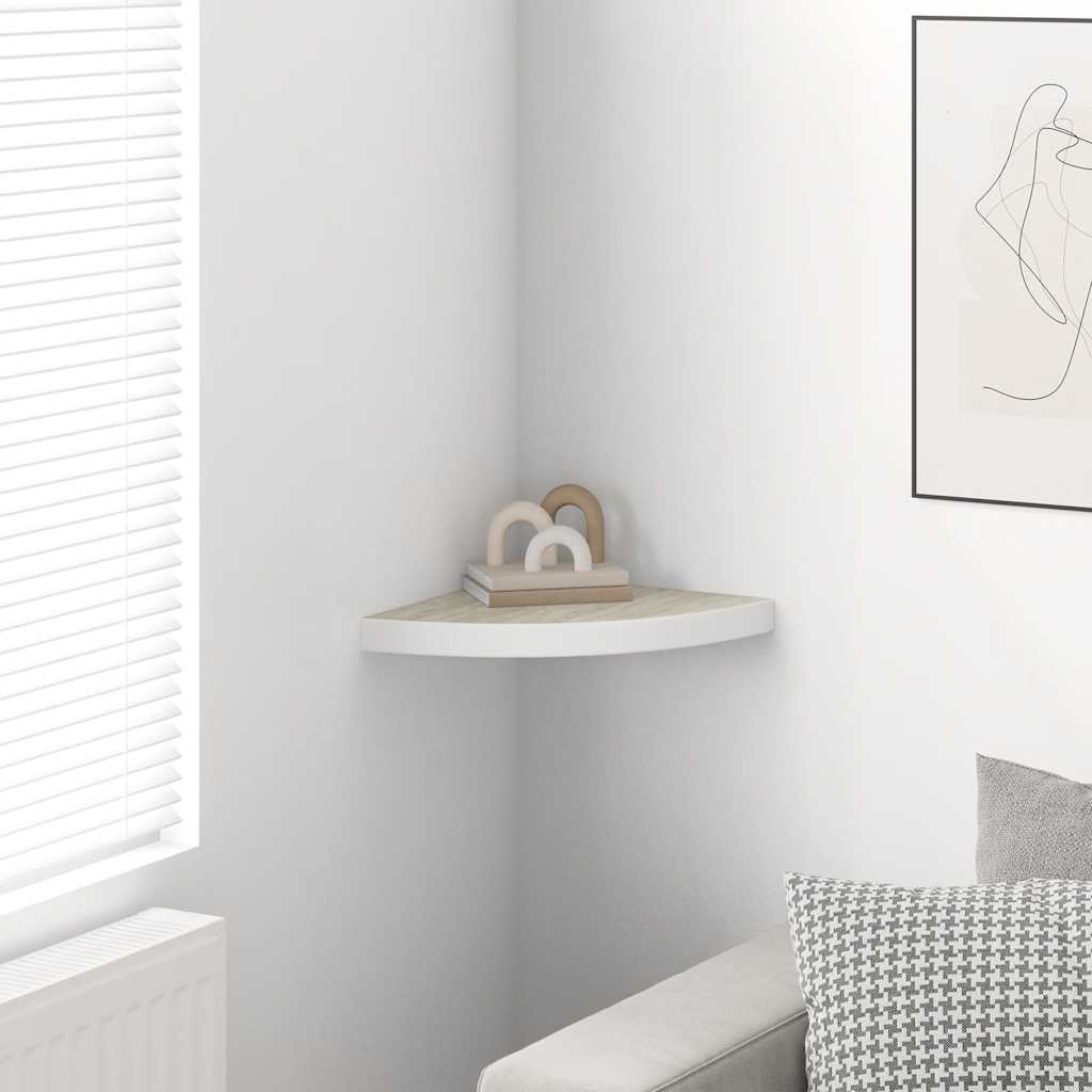 Mensola Angolare Rovere e Bianco 35x35x3,8 cm in MDF | homemem39