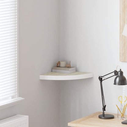 Mensola Angolare Rovere e Bianco 35x35x3,8 cm in MDF | homemem39