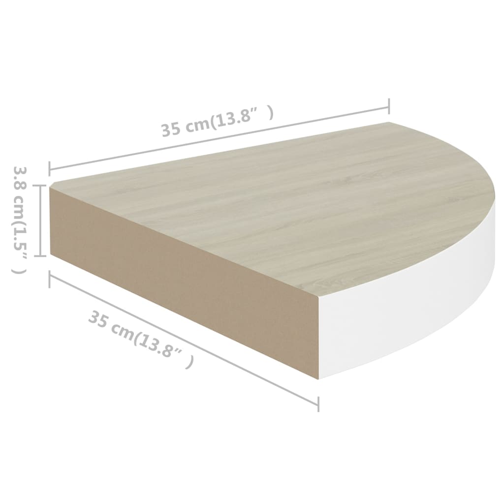Mensole Angolari 2pz Rovere e Bianco 35x35x3,8 cm in MDF - homemem39