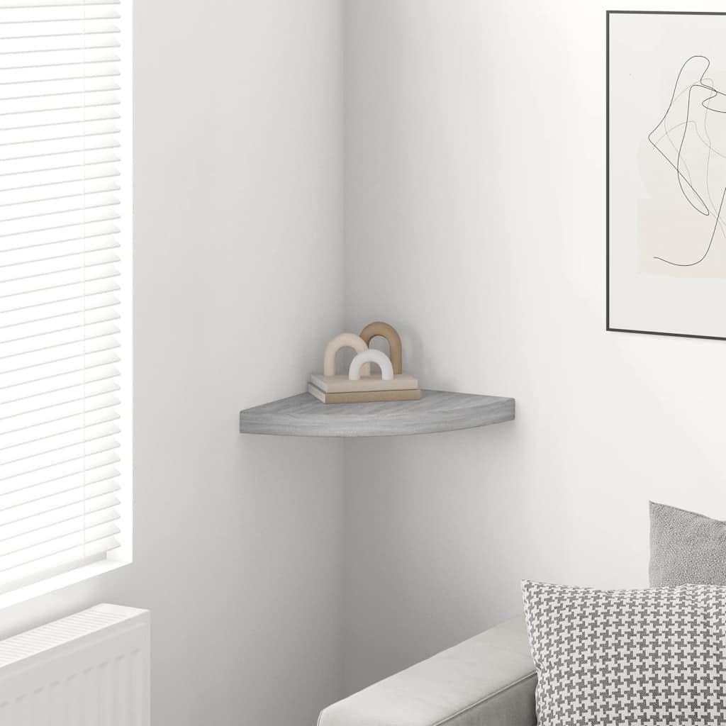 Mensola Angolare Grigio Cemento 35x35x3,8 cm in MDF | homemem39