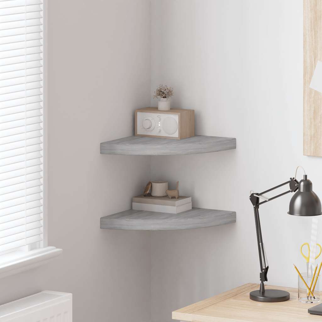 Mensole Angolari 2pz Grigio Cemento 35x35x3,8 cm in MDF | homemem39