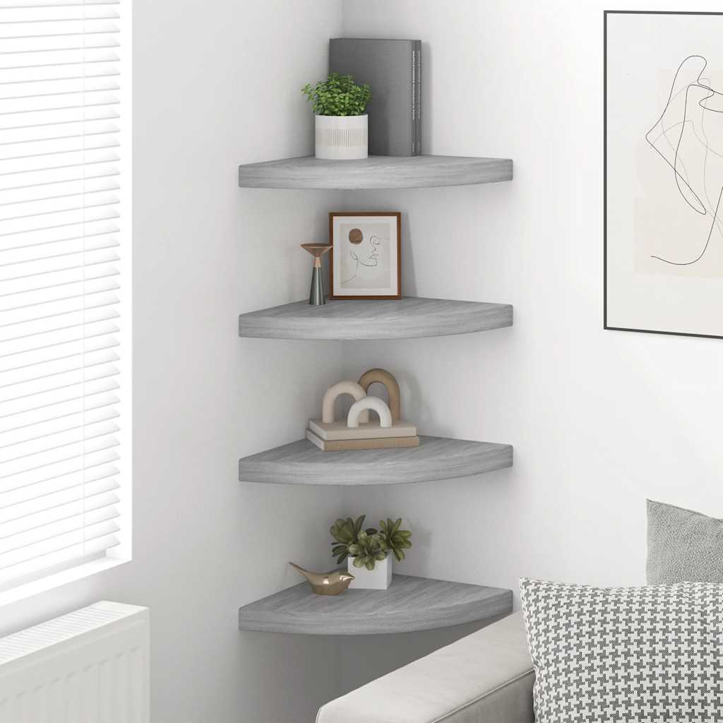 Mensole Angolari 4 pz Grigio Cemento 35x35x3,8 cm in MDF | homemem39