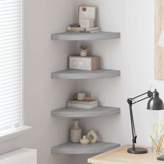 Mensole Angolari 4 pz Grigio Cemento 35x35x3,8 cm in MDF | homemem39