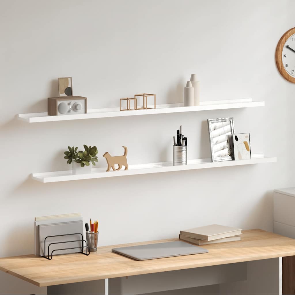 Mensole da Parete 2 pz Bianco Lucido 115x9x3 cm | homemem39