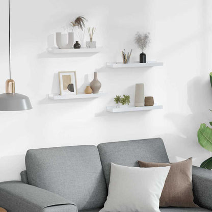 Mensole da Parete 4 pz Bianco Lucido 40x9x3 cm