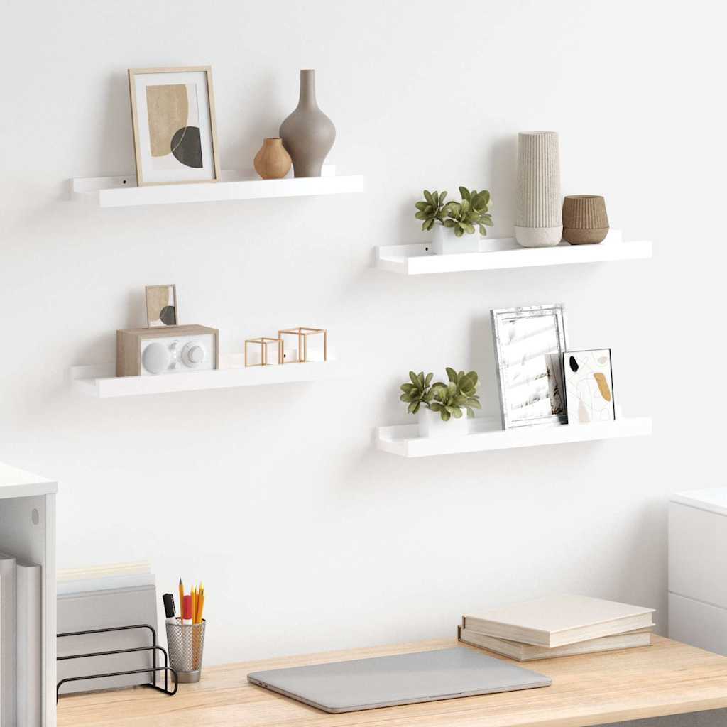 Mensole da Parete 4 pz Bianco Lucido 40x9x3 cm | homemem39