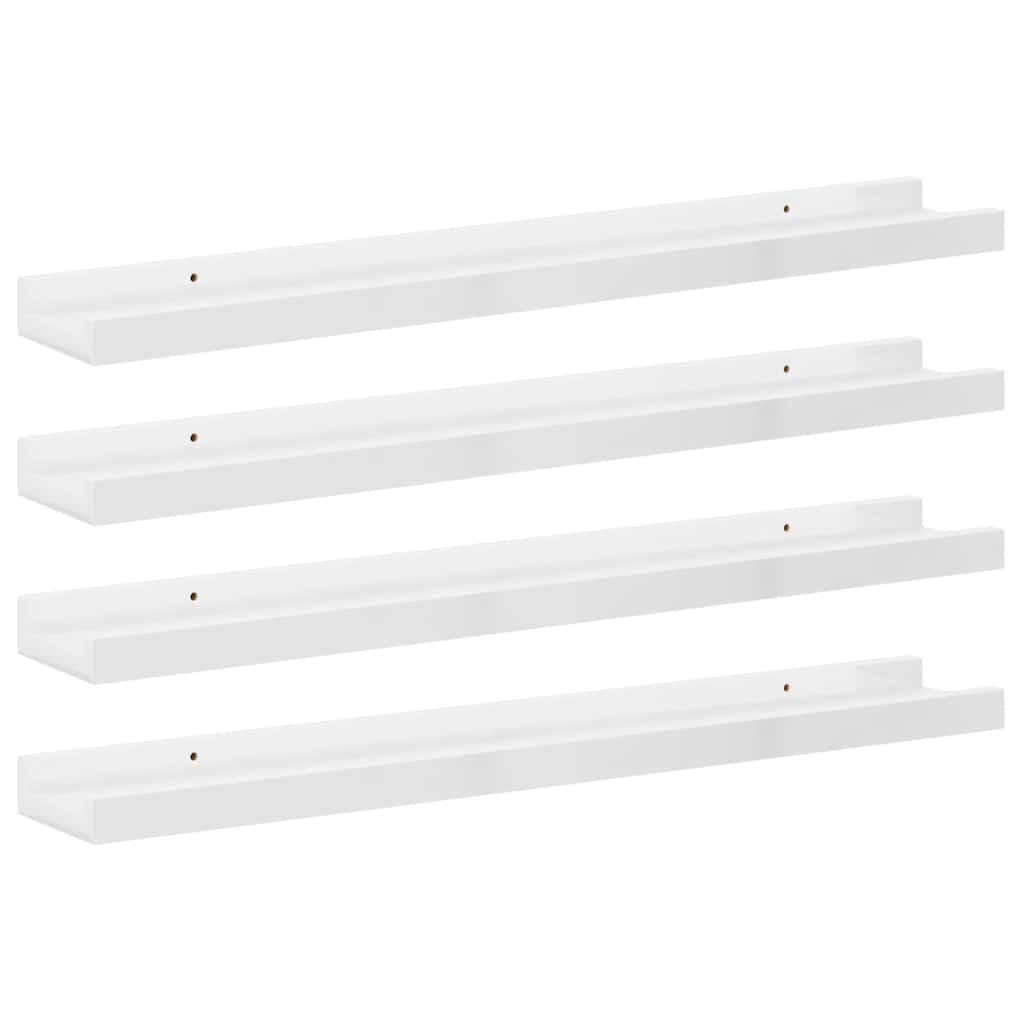 Mensole da Parete 4 pz Bianco Lucido 60x9x3 cm | homemem39