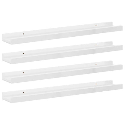 Mensole da Parete 4 pz Bianco Lucido 60x9x3 cm | homemem39