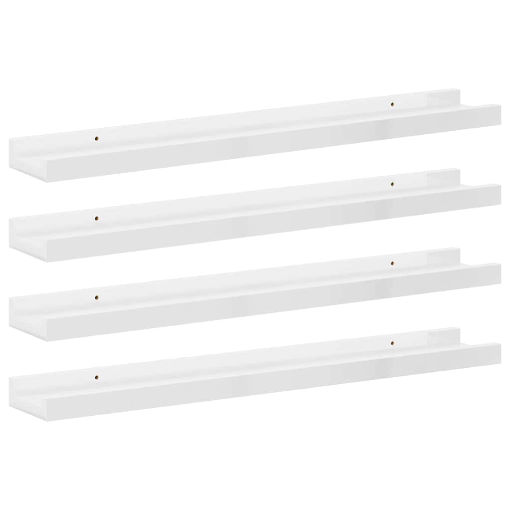 Mensole da Parete 4 pz Bianco Lucido 60x9x3 cm